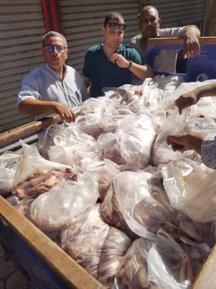 تموين المنيا : ضبط 820 كيلو دواجن فاسدة قبل طرحها فى الاسواق